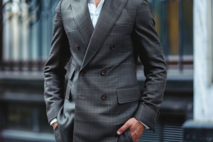 double breasted checked suit