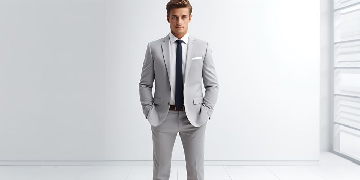 light grey suit