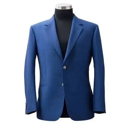 Blue blazer displayed on a dark mannequin